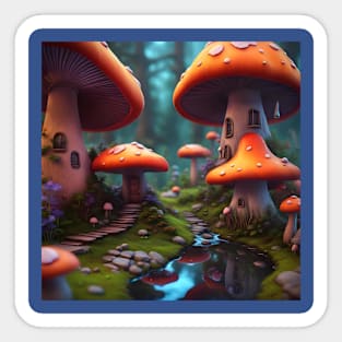 Mushroom Houses Sticker